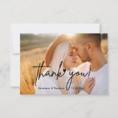 Script エレガント Loveの結婚写真パーソナライズされた サンキューカード (正面)