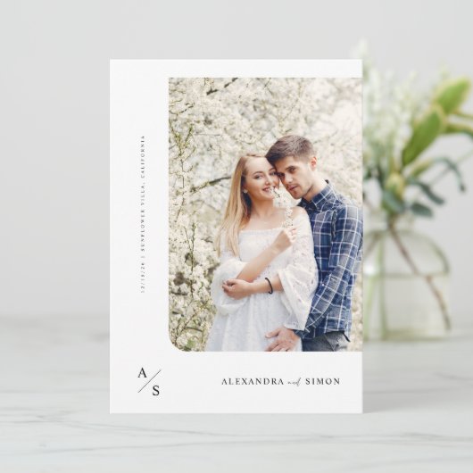 Script エレガント Monogramの結婚写真 招待状 (スタンド正面)