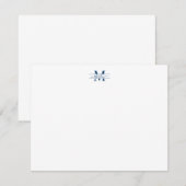 Script エレガント Monogram Navy Blue Note Card ノートカード (正面/裏面)