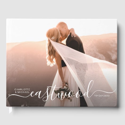 Script エレガント Monogram Photo結婚's ゲストブック (正面)