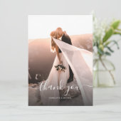 Script エレガント Monogram Photo結婚's サンキューカード (スタンド正面)