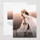 Script エレガント Monogram Photo結婚's サンキューカード (正面/裏面)