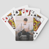 Script エレガント Newlyweds写真の結婚スワッグ トランプ (裏面)