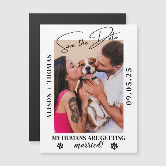 Script エレガント Pet Photo Wedding Save the Date (正面/裏面)
