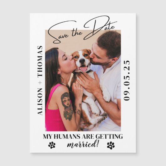 Script エレガント Pet Photo Wedding Save the Date (正面)