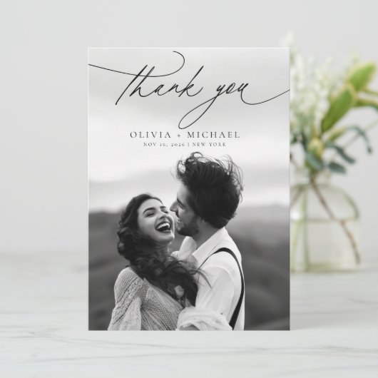 Script エレガント Photoモダンの結婚サンキューカード 招待状 (スタンド正面)