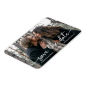 Script エレガント Photoモダン Save The Date Magnet マグネット (左側)