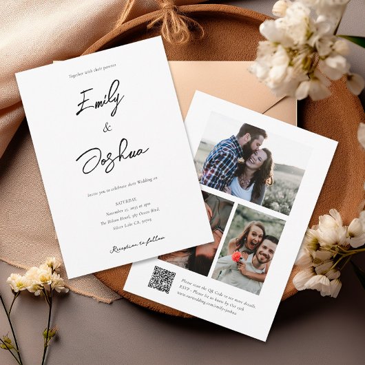 Script エレガント Photo Collage結婚's 招待状