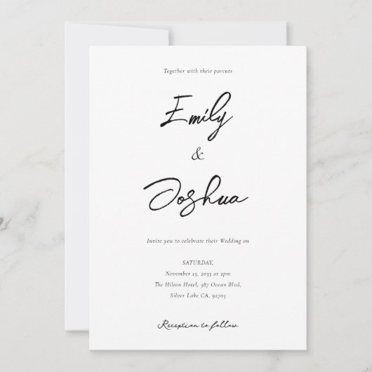 Script エレガント Photo Collage結婚's 招待状 (正面)