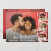 Script エレガント Photo Collage 5の写真モダン セーブザデート (正面/裏面)