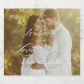 Script エレガント Photo Love Story結婚's スパークリングワインラベル (シングルラベル)