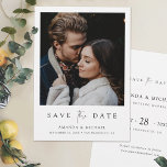 Script エレガント Photo Wedding Save the Date招待状 セーブザデート<br><div class="desc">この単純にシックな写真の結婚式は、日付フラットカードテンプレートを保存エレガントし、ミニマルモダンム、デザイン。フロントは写真の下にあなたの名結婚前、日付とロケールを備えお気に入りのて、2つの異なるフォントの印象的なブレンドで伝えられる「日付を保存」メッセージと、メッセージの残りの部分の間に光の流れるスクリプトとはっきりした、上のケースでは、鮮明な外観でフォーマルす。この'Save the Date'デザイン要素は両側に含まれており、変更することはできないが、後ろから削除して見た目を均等にしたい場合もありまシンプルす。また、フォント、サイズ、色の変更に加え、サンプル情報を自分のサンプル情報に置き換えることはもちろん、不要な文字フィールドを削除したり、用語を変更したりすることができる。両側のデフォルトの背景色は透明に設定され、紙の色をベーストーンとして使用する。しかし、あなたはこれを編集し、あなたのスタイルに合わせて、この点で一方または両方の側面の外観を変更することができる。こカスタマイズのミニマエレガントリストの結婚式は、あなたの写真とインスピレーションと日付フラットカードテンプレートを保存し、それはあなただけのユニークな作る。また、このデザインのバリエーションについては、日付と場所のないミニマル版を含む店舗をチェックして下さい！</div>