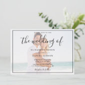 Script エレガント Photo White And Black 結婚's 招待状 (スタンド正面)