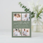 Script エレガント Sage 4 Photo Collage日付の保存 案内ポストカード (スタンド正面)