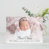 Script エレガント Statsフォトコラージュ赤ちゃん女の子誕生 案内状 (スタンド正面)