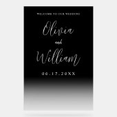 Script エレガント Transparentの結婚ようこそ アクリルサイン (正面)