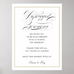 Script エレガント Unplugged Ceremony Sign結婚's ポスター