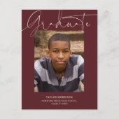 Script カジュアル Burgundy 2023写真卒業 ポストカード (正面)