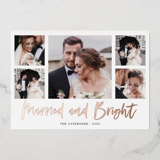 Script カジュアル Photo数々の GridとBright結婚した 箔シーズンカード (正面)