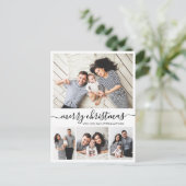 Script スタイリッシュ Collage Family Photosクリスマス ポストカード (スタンド正面)