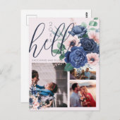 Script スタイリッシュ Hello New Yearフローラ3枚の写真 ポストカード (正面/裏面)