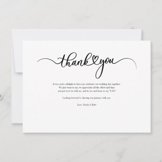 Script パーソナライズされた結婚の写真 ノートカード (裏面)