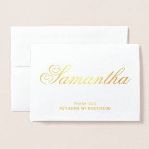 Script パーソナライズされた Bridesmaidファンシー Thank You 箔カード