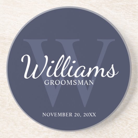 Script パーソナライズされた Groomsmenの名前とMonogram コースター (正面)