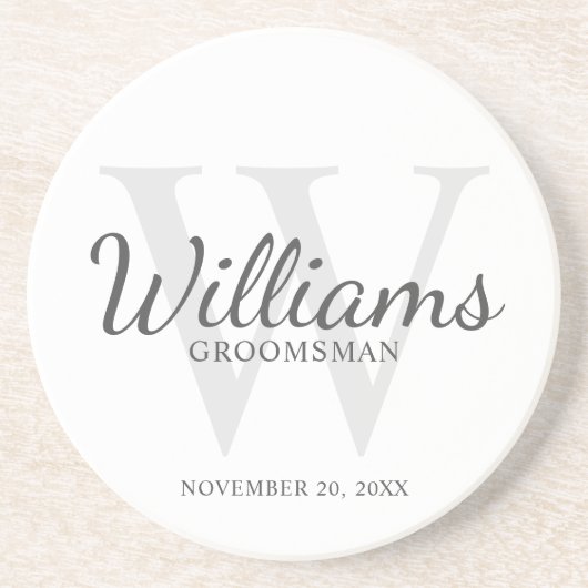 Script パーソナライズされた Groomsmenの名前とMonogram コースター (正面)