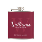 Script パーソナライズされた Groomsmenの名前とMonogram フラスク (正面)