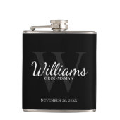 Script パーソナライズされた Groomsmenの名前とMonogram フラスク (正面)