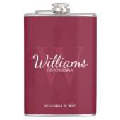Script パーソナライズされた Groomsmenの名前とMonogram フラスク (正面)