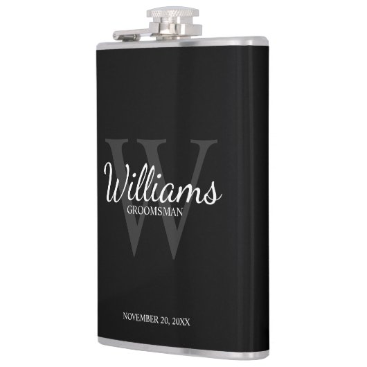 Script パーソナライズされた Groomsmenの名前とMonogram フラスク (左)