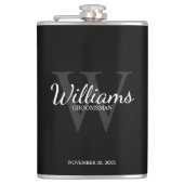 Script パーソナライズされた Groomsmenの名前とMonogram フラスク (正面)
