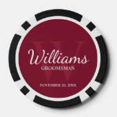 Script パーソナライズされた Groomsmenの名前とMonogram ポーカーチップ (裏面)