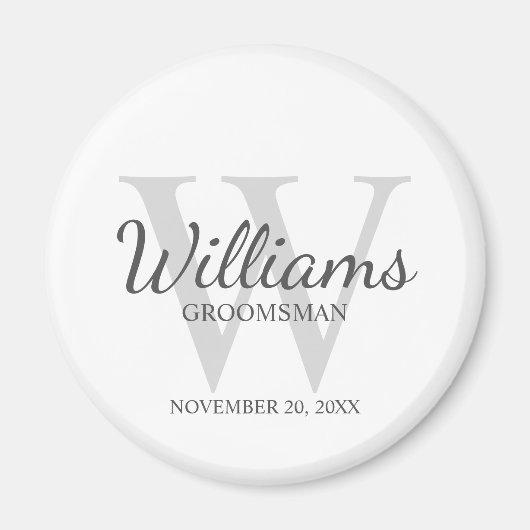 Script パーソナライズされた Groomsmenの名前とMonogram マグネット (正面)