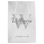 Script パーソナライズされた Groomsmenの名前とMonogram ミディアムペーパーバッグ (正面)