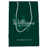 Script パーソナライズされた Groomsmenの名前とMonogram ミディアムペーパーバッグ (正面)