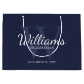 Script パーソナライズされた Groomsmenの名前とMonogram ラージペーパーバッグ (正面)