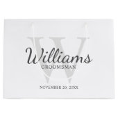 Script パーソナライズされた Groomsmenの名前とMonogram ラージペーパーバッグ (正面)