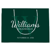 Script パーソナライズされた Groomsmenの名前とMonogram ラージペーパーバッグ (正面)