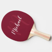 Script パーソナライズされた MonogramとName Burgundy Red 卓球ラケット (横)