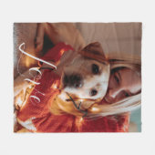 Script パーソナライズされた Pet Dogの写真 フリースブランケット (正面(横))