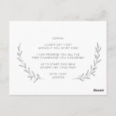 Script ミニマル Bridesmaid Proposal Card with Photo ポストカード (裏面)