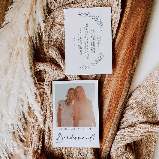 Script ミニマル Bridesmaid Proposal Card with Photo ポストカード