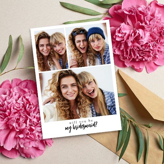 Script ミニマル Bridesmaid Proposal Card with Photo 招待状