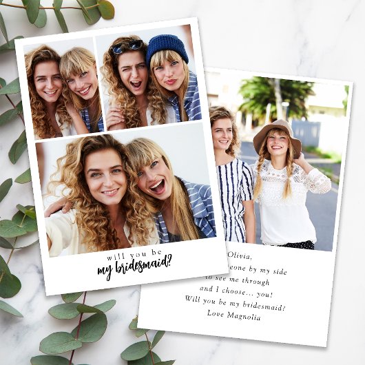 Script ミニマル Bridesmaid Proposal Card with Photo 招待状