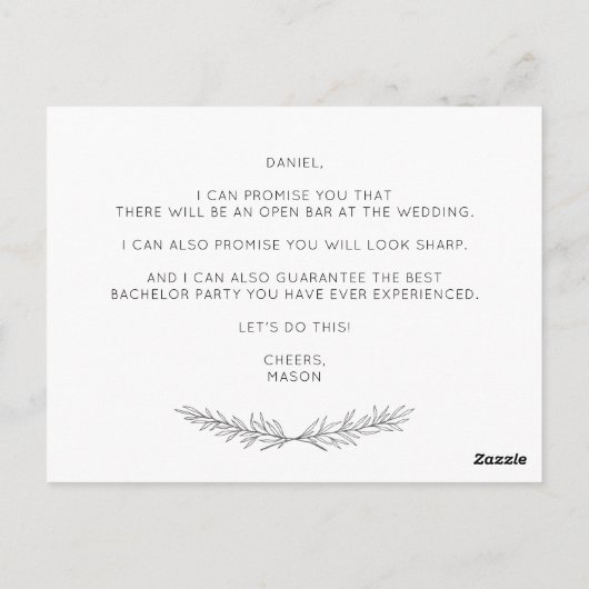 Script ミニマル Groomsman Proposal Card with Photo ポストカード (裏面)