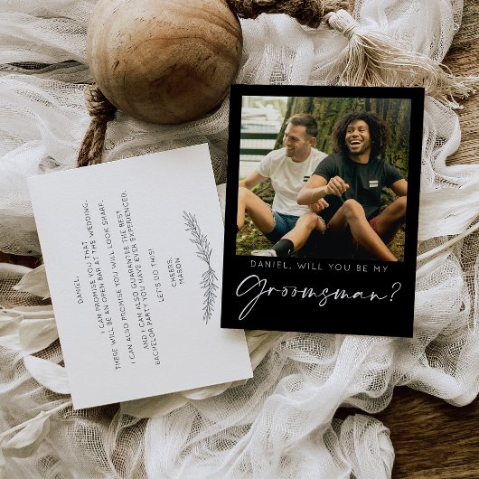 Script ミニマル Groomsman Proposal Card with Photo ポストカード
