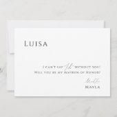 Script ミニマル Photo Matron of Honor Proposal Card 招待状 (裏面)